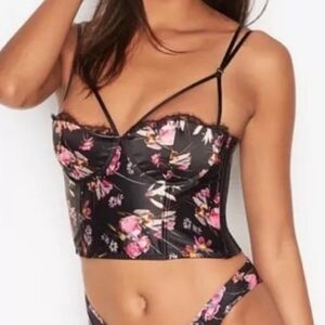NEW Floral Black/Pink Bustier 34C